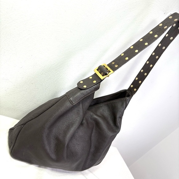 Banana Republic Factory Vintage Y2K Pebbled Leather Studded Strap Slouchy Bag - Picture 4 of 16